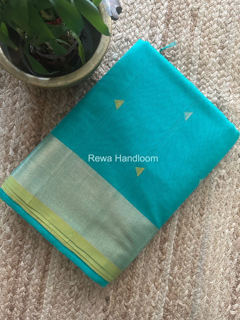 Sea Green Triangle Butti Maheshwari Saree SB0179