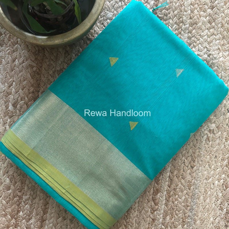 Sea Green Triangle Butti Maheshwari Saree SB0179
