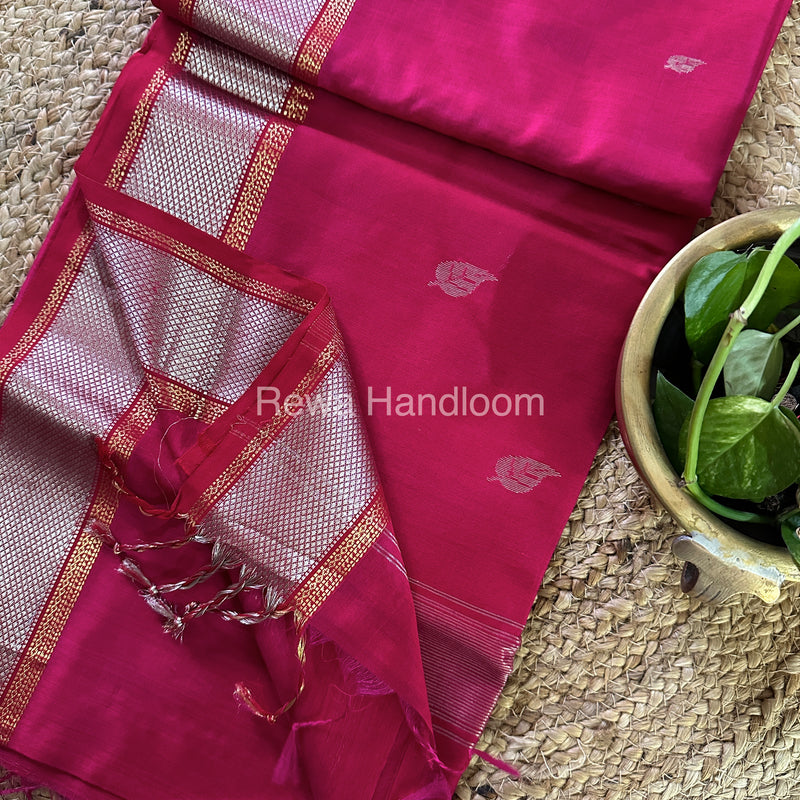 Maheshwari Silver Zari Saree