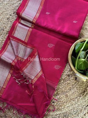 Maheshwari Purple Pink Silver Zari Sarees-SPS-021