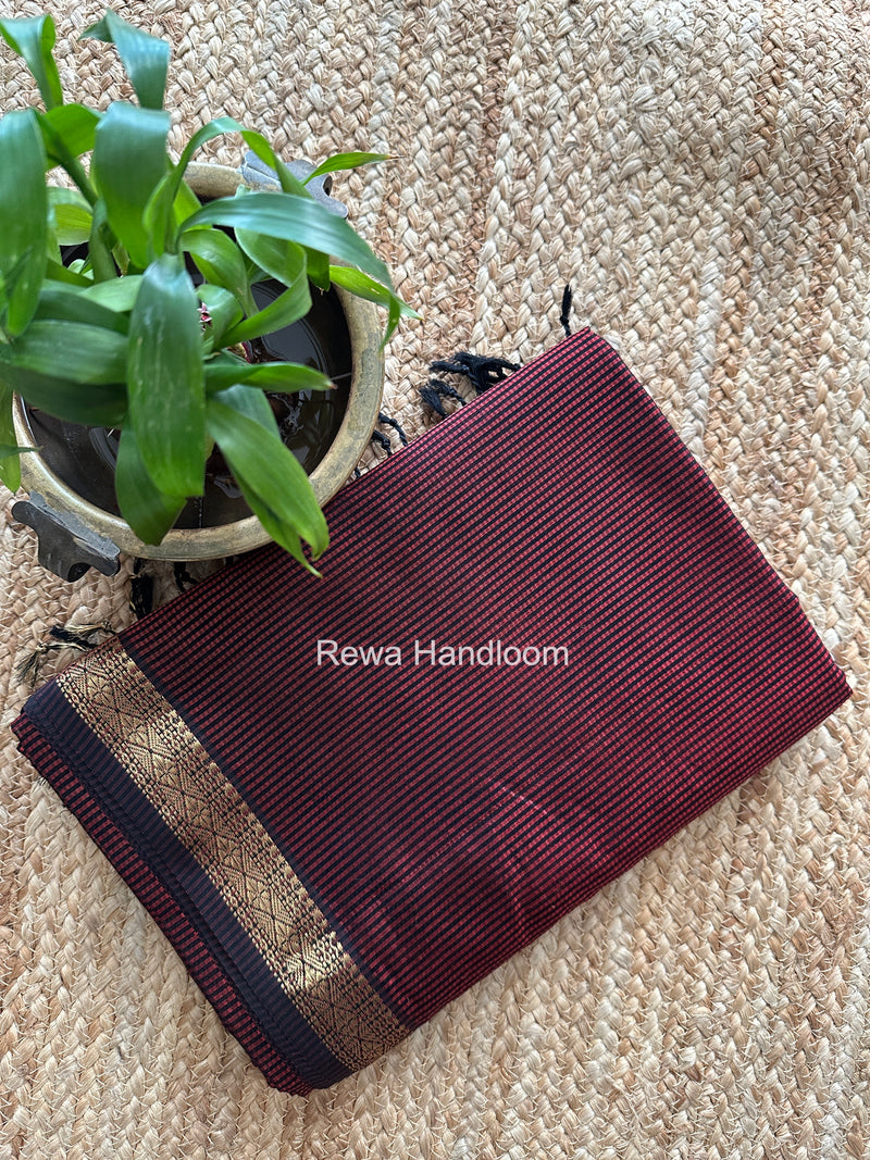 Maheshwari Maroon Garbha Reshami Rich Pallu Silk Saree GRPS09