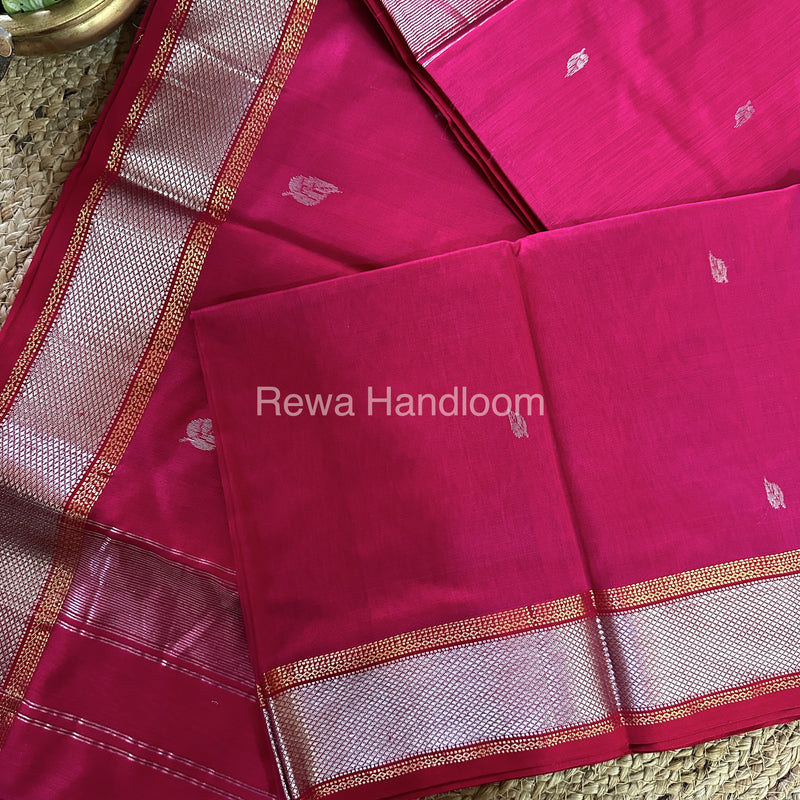 Maheshwari Purple Pink Silver Zari Saree-SPS-021