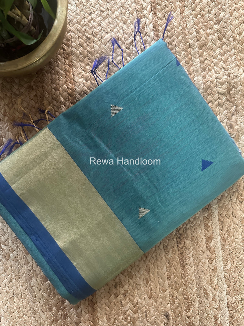 Aqua Blue Triangle Butti Maheshwari Saree SB0178