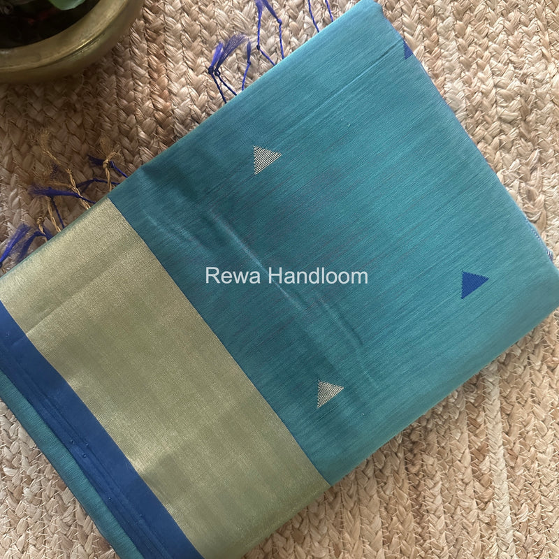 Aqua Blue Triangle Butti Maheshwari Saree SB0178