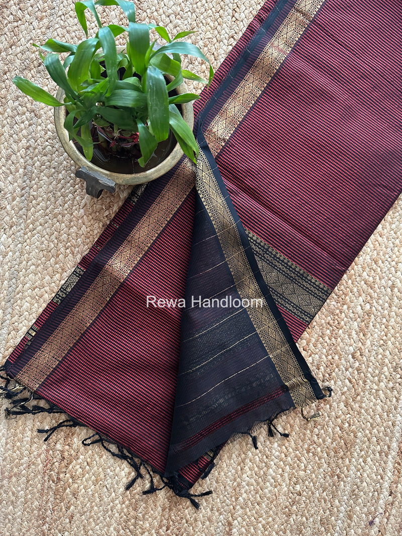 Maheshwari Maroon Garbha Reshami Rich Pallu Silk Saree GRPS09