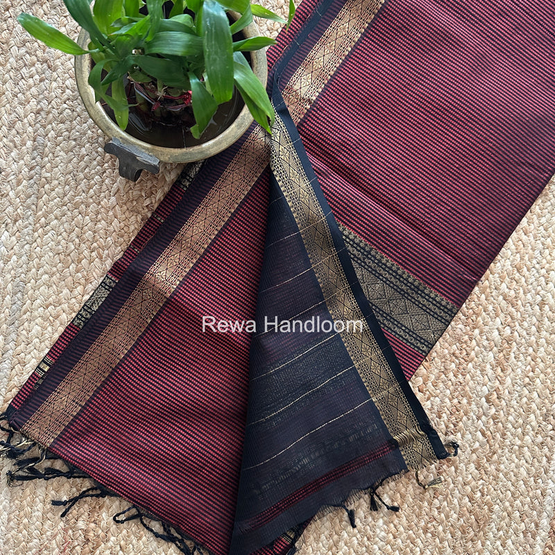 Maheshwari Maroon Garbha Reshami Rich Pallu Silk Saree GRPS09