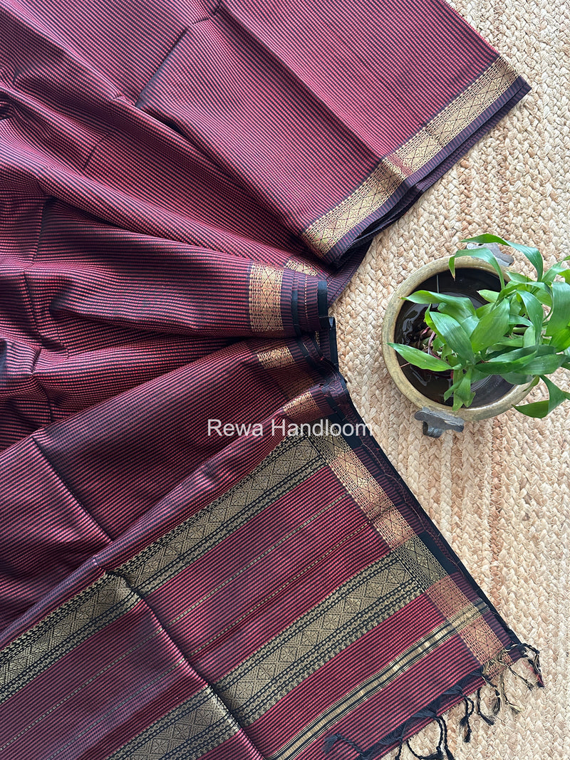 Maheshwari Maroon Garbha Reshami Rich Pallu Silk Saree GRPS09