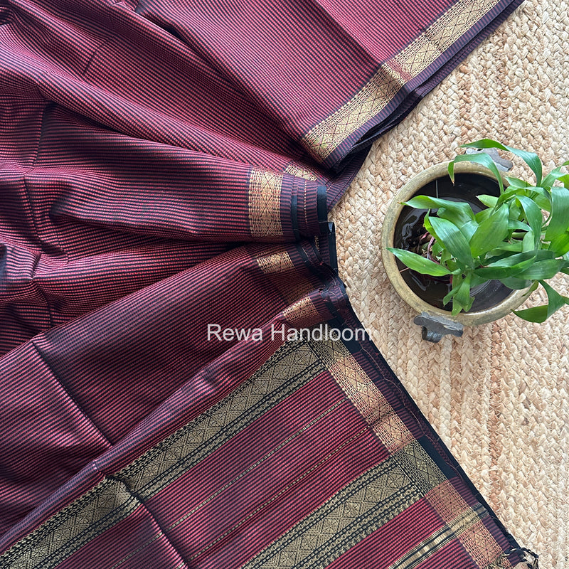 Maheshwari Maroon Garbha Reshami Rich Pallu Silk Saree GRPS09