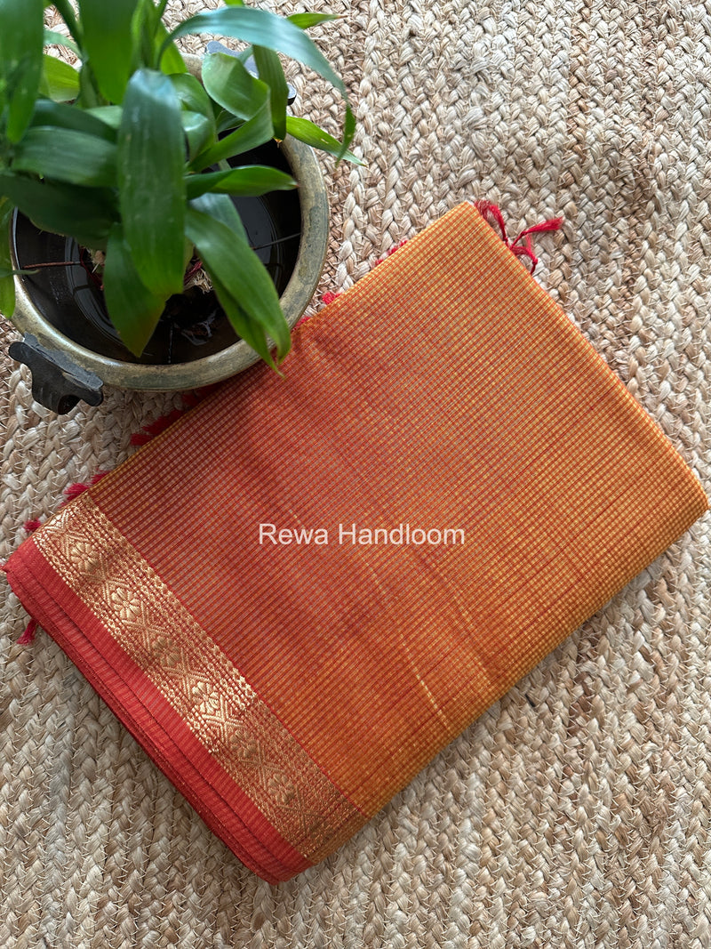 Maheshwari Golden Yellow Garbha Reshami Rich Pallu Silk Saree GRPS08