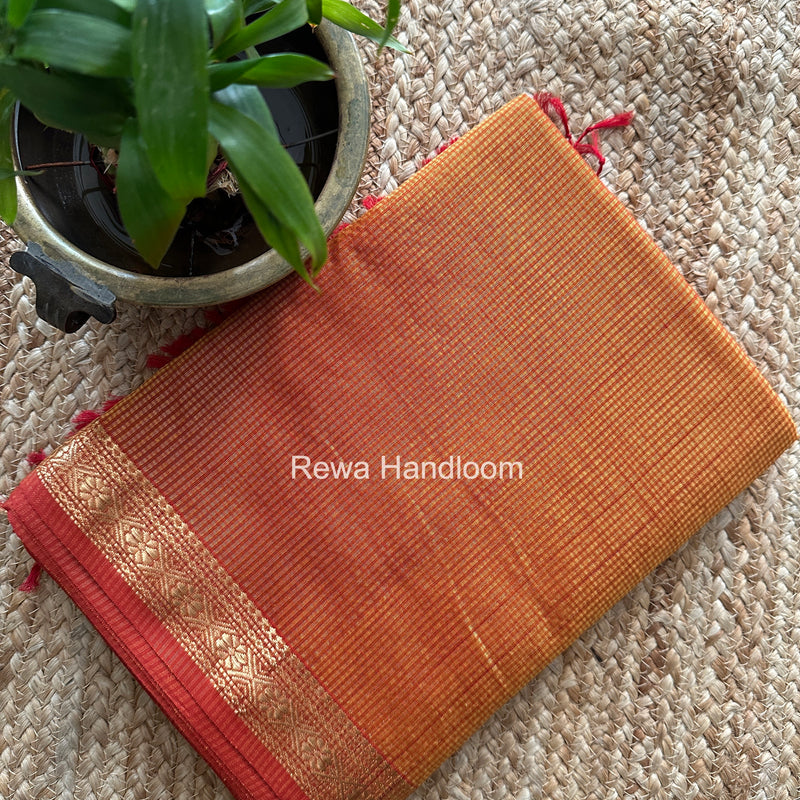 Maheshwari Golden Yellow Garbha Reshami Rich Pallu Silk Saree GRPS08