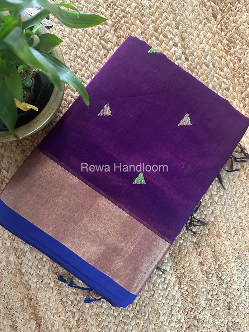 Purple Zari Butti Maheshwari Saree SB0161