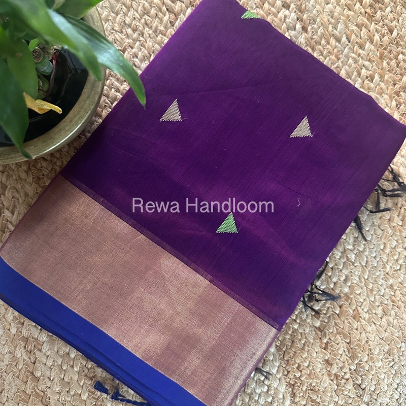 Purple Zari Butti Maheshwari Saree SB0161