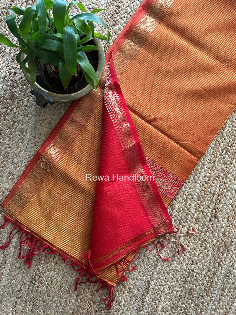 Maheshwari Golden Yellow Garbha Reshami Rich Pallu Silk Saree GRPS08