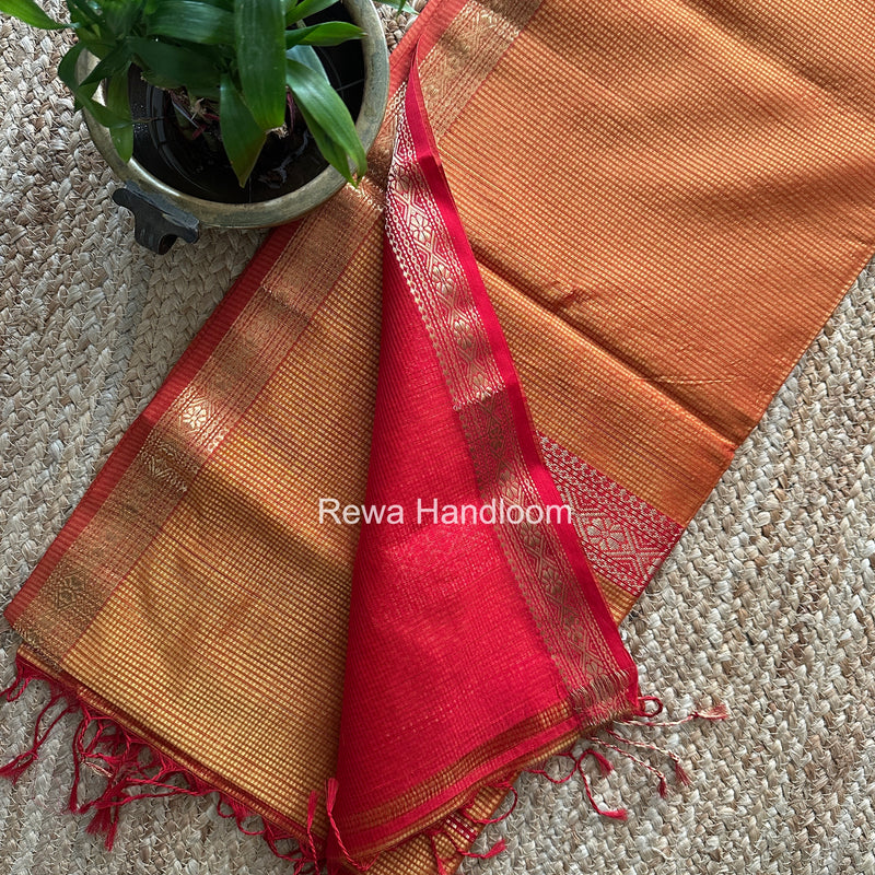 Maheshwari Golden Yellow Garbha Reshami Rich Pallu Silk Saree GRPS08