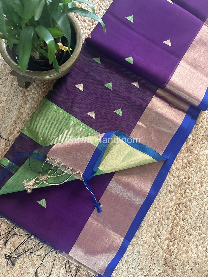 Purple Zari Butti Maheshwari Saree SB0161