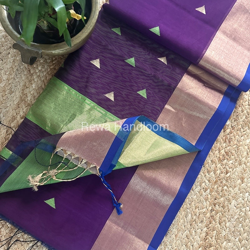 Purple Zari Butti Maheshwari Saree SB0161