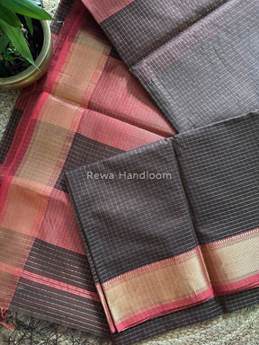 Maheshwari Brown Zari Checks Saree ZCHX157