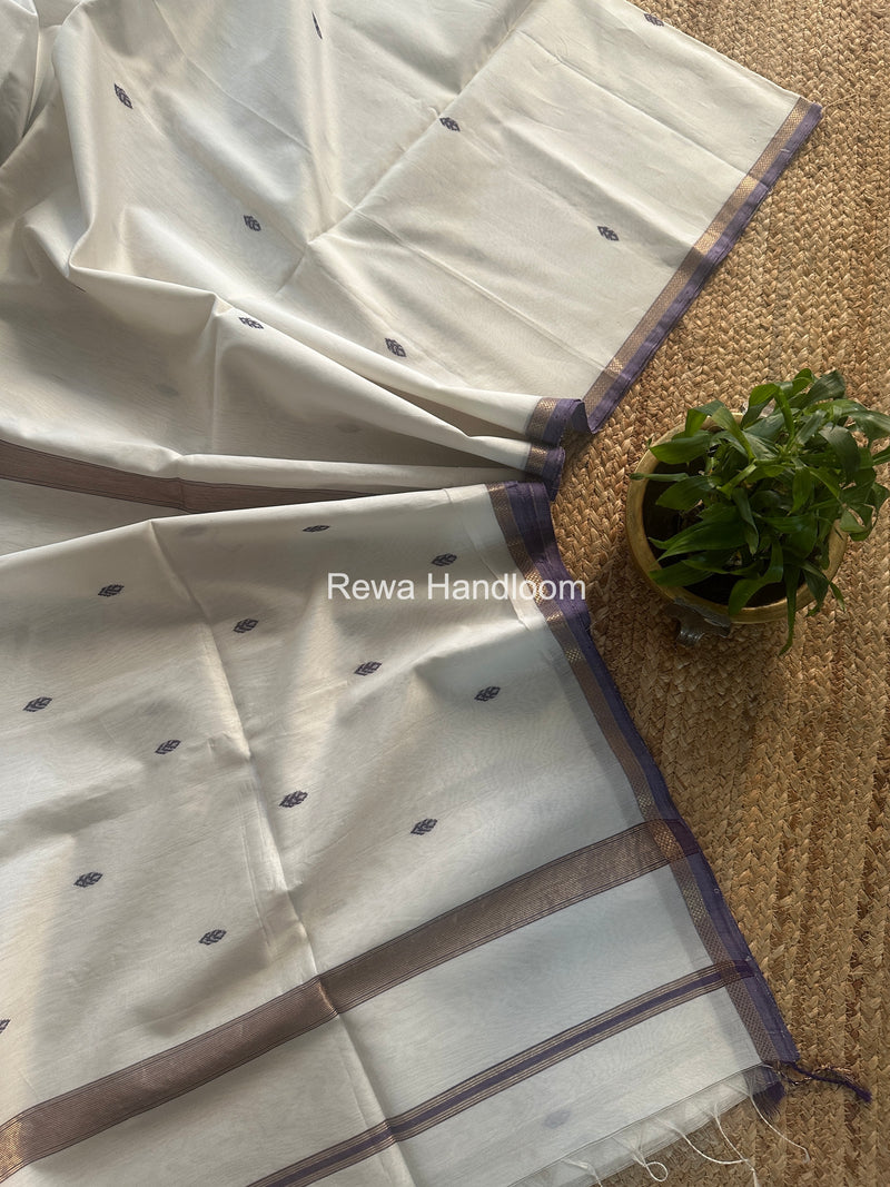 White V Butti Maheshwari Saree VBS052