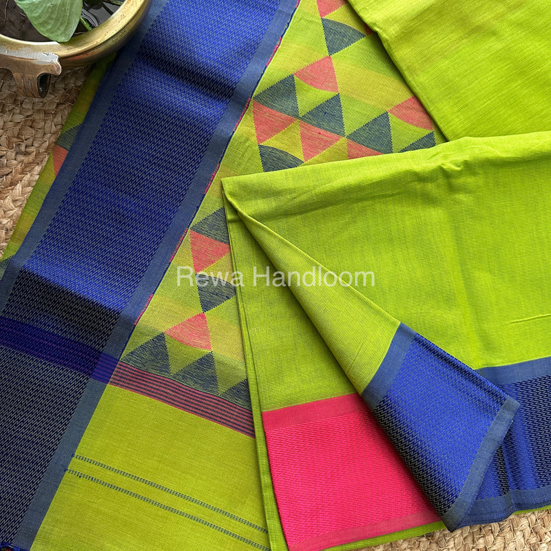 Maheshwari Parrot Green Heavy Pallu Saree-DPS01