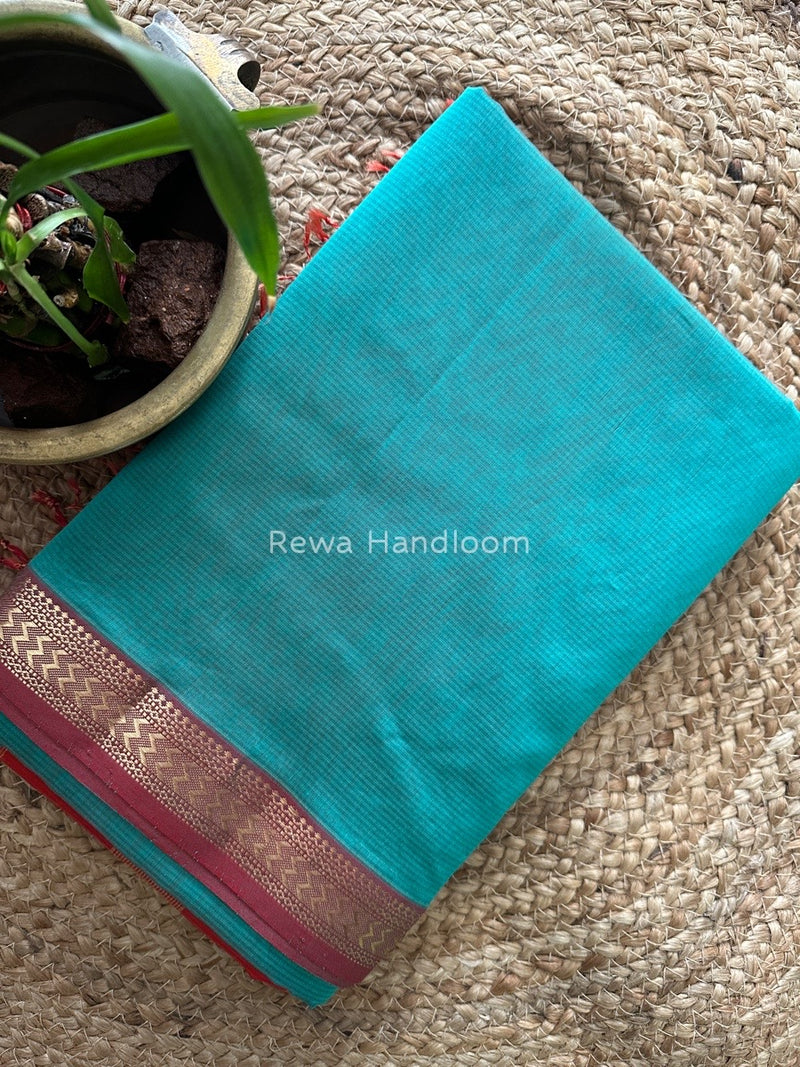 Maheshwari Aqua Green Rasta Lehar Saree RL020