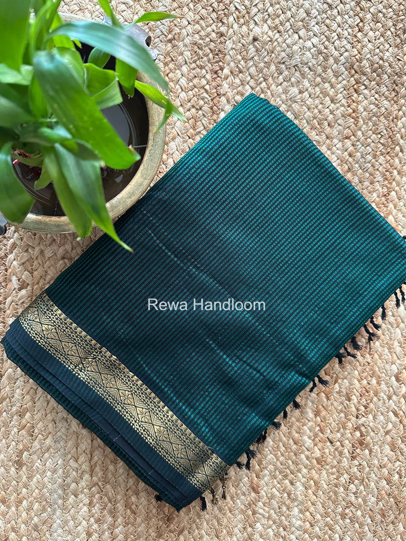 Maheshwari Bottle Green Garbha Reshami Rich Pallu Silk Saree GRPS07