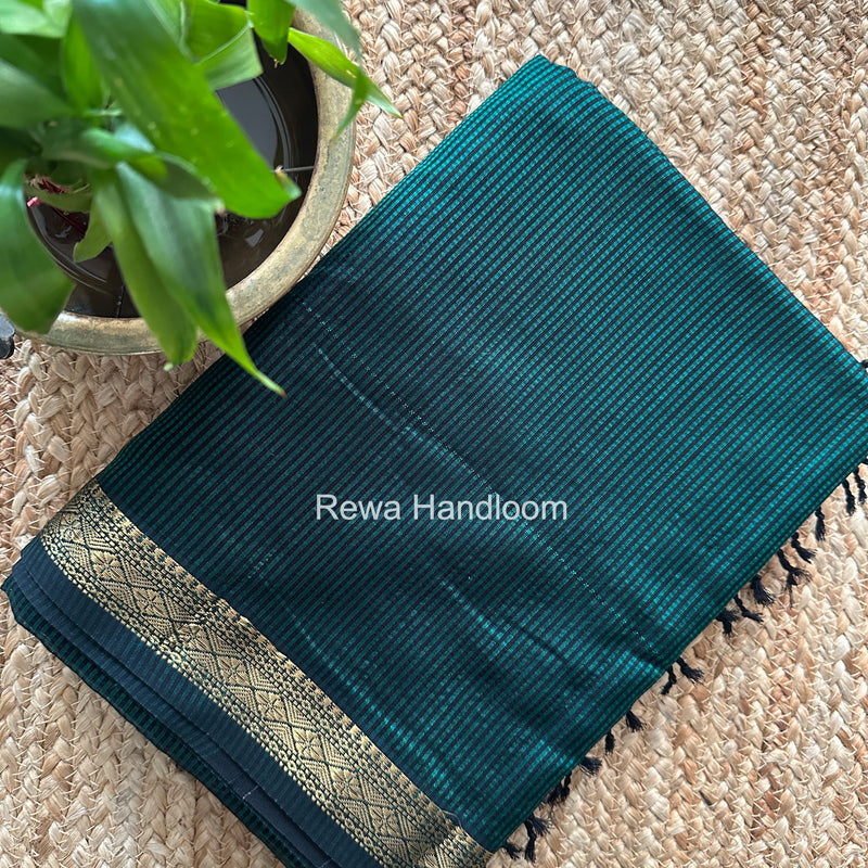 Maheshwari Bottle Green Garbha Reshami Rich Pallu Silk Saree GRPS07