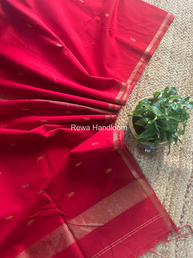 Red V Butti Maheshwari Saree VBS055