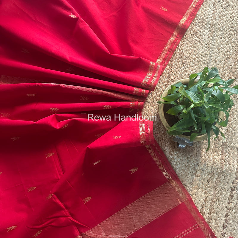 Red V Butti Maheshwari Saree VBS055