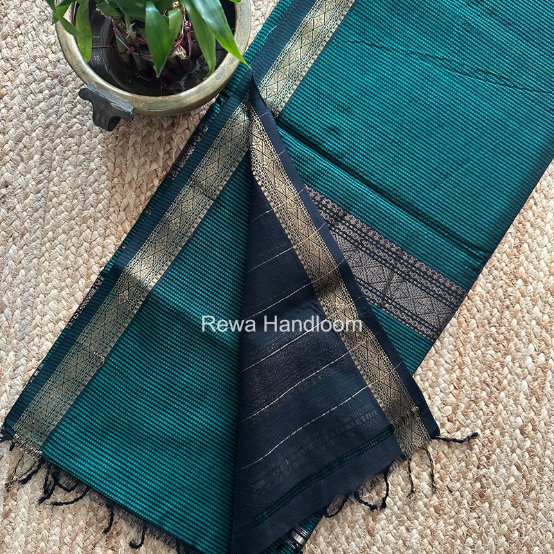 Maheshwari Bottle Green Garbha Reshami Rich Pallu Silk Saree GRPS07