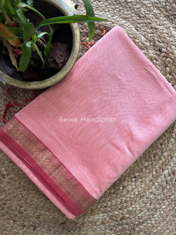 Maheshwari Baby Pink Rasta Lehar Saree RL023