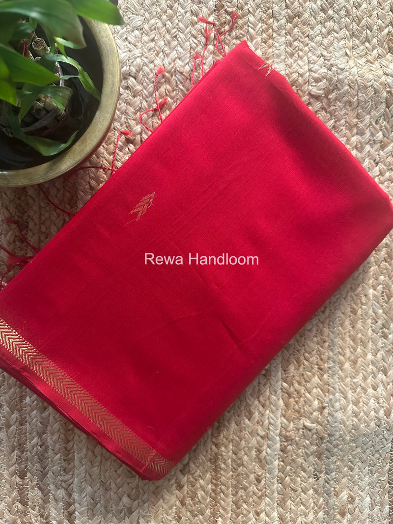 Red V Butti Maheshwari Saree VBS055