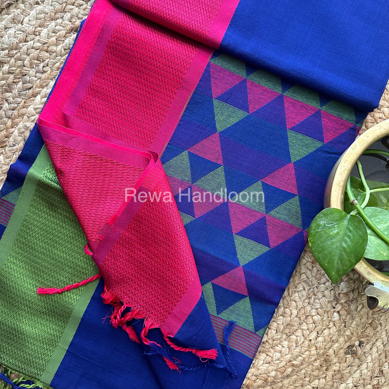Maheshwari Blue Heavy Pallu Saree-DPS02