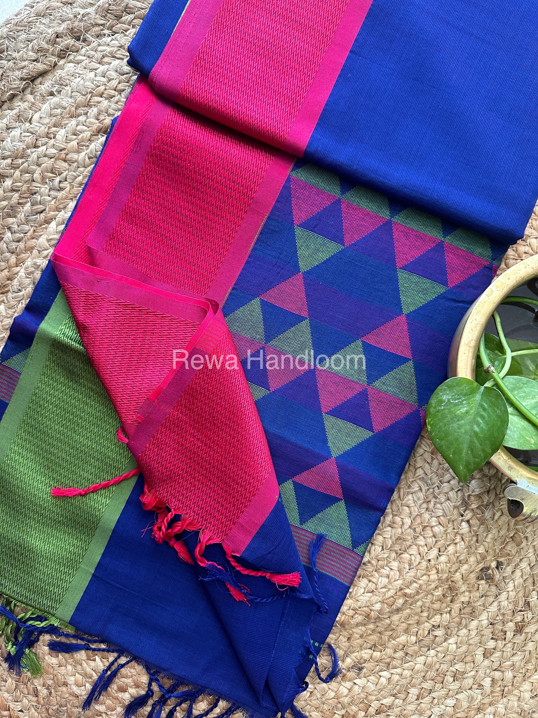 Maheshwari Blue Heavy Pallu Saree-DPS02