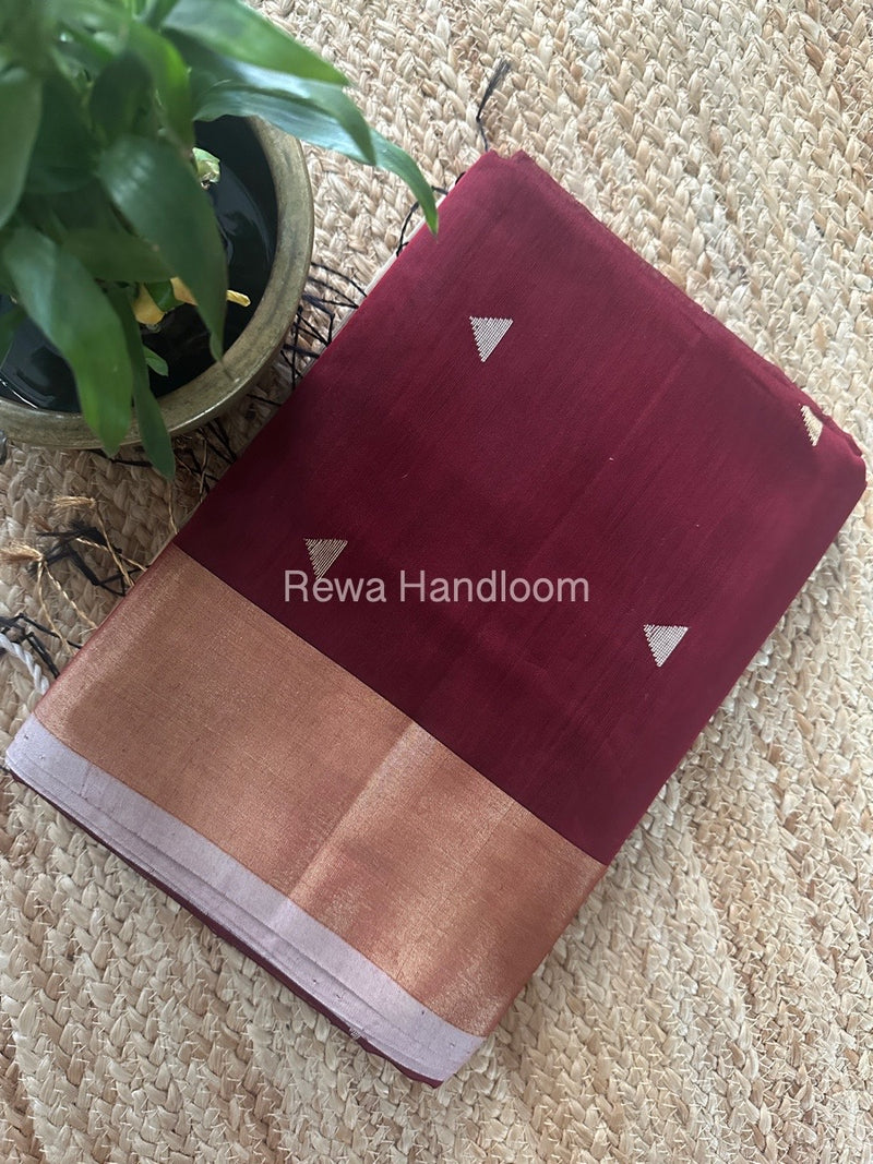 Maroon Zari Butti Maheshwari Saree SB0146