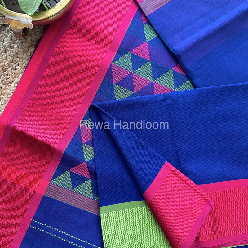 Maheshwari Blue Heavy Pallu Saree-DPS02