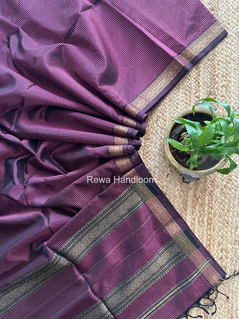 Maheshwari Magenta Garbha Reshami Rich Pallu Silk Saree GRPS010