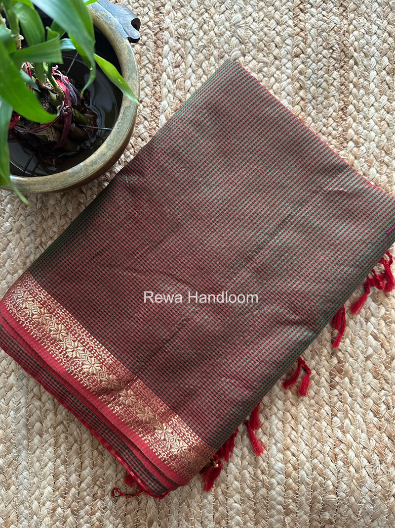 Maheshwari bottle Green Garbha Reshami Silk Saree GS359