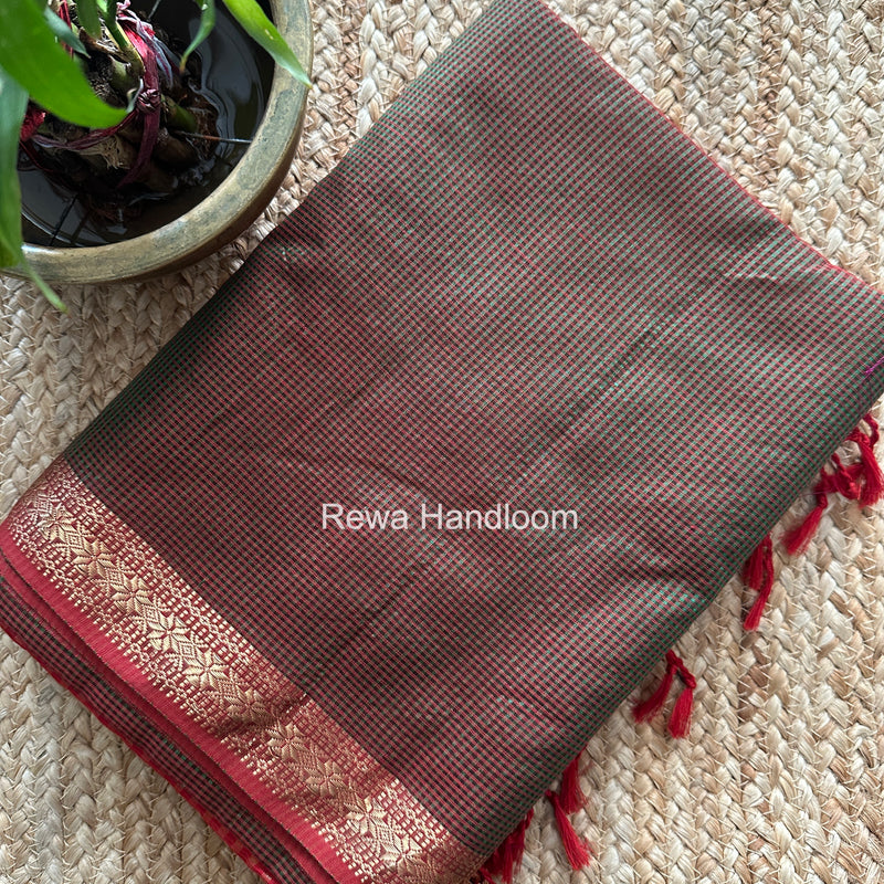 Maheshwari bottle Green Garbha Reshami Silk Saree GS359
