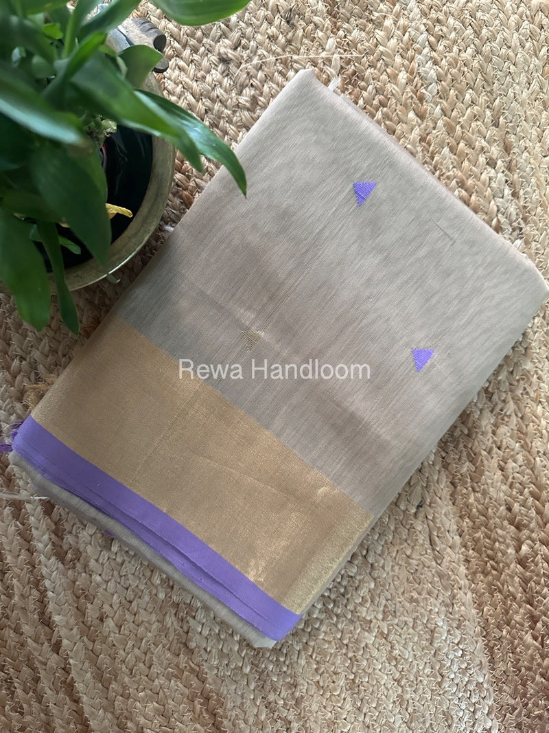 Beige Zari Butti Maheshwari Saree SB0150