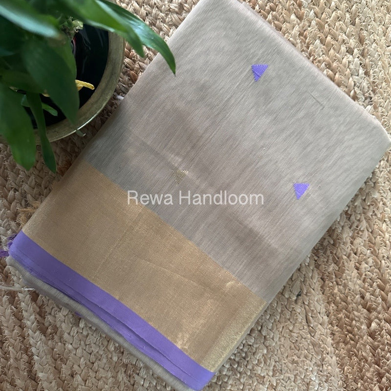 Beige Zari Butti Maheshwari Saree SB0150