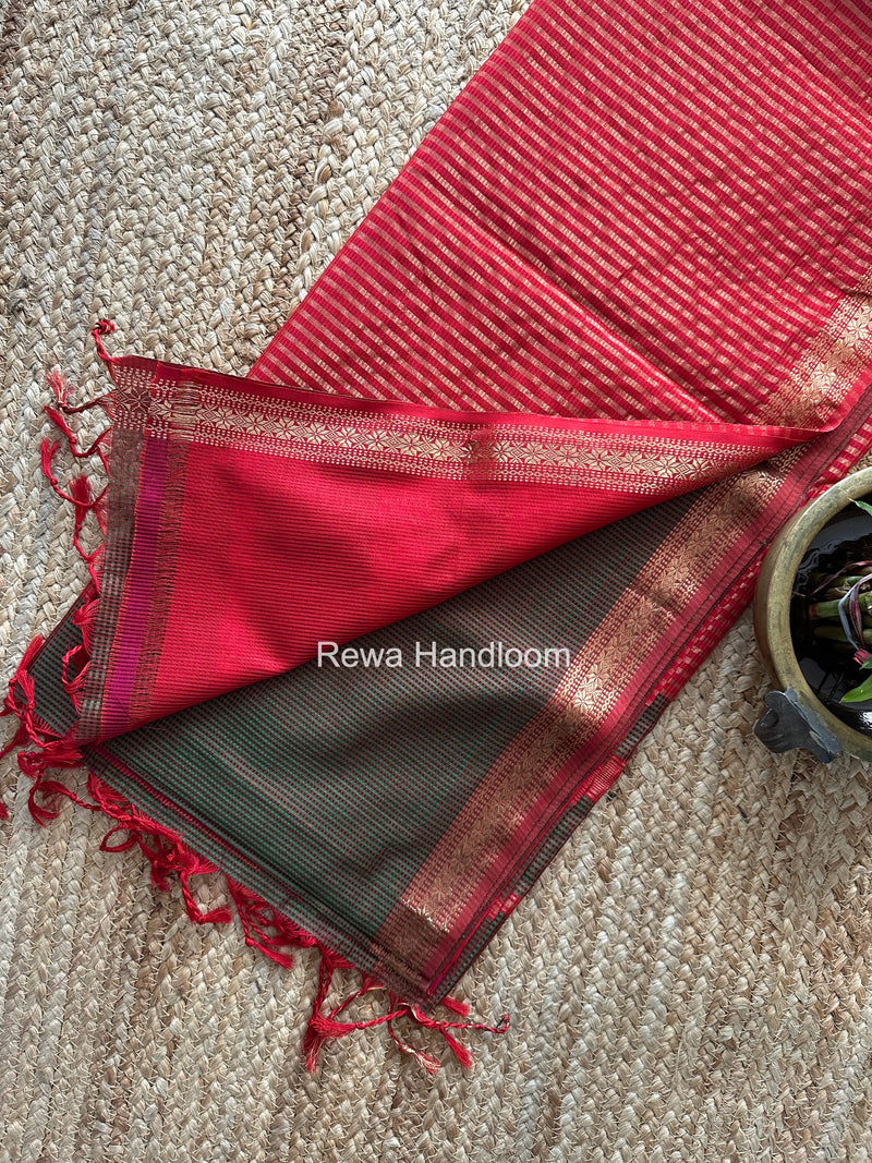 Maheshwari bottle Green Garbha Reshami Silk Saree GS359