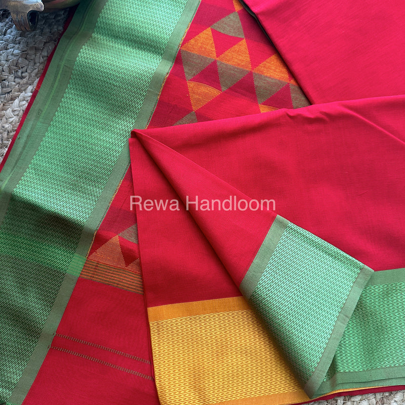 Maheshwari Red Heavy Pallu Saree-DPS04