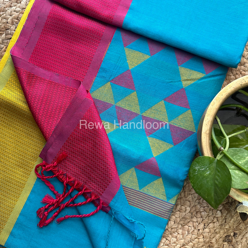 Maheshwari Sky Blue Heavy Pallu Saree-DPS06