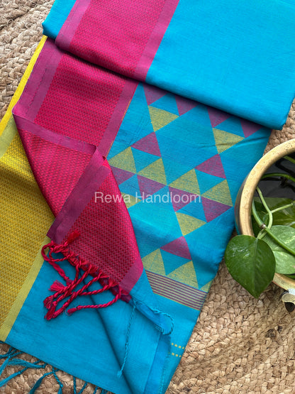 Maheshwari Sky Blue Heavy Pallu Saree-DPS06