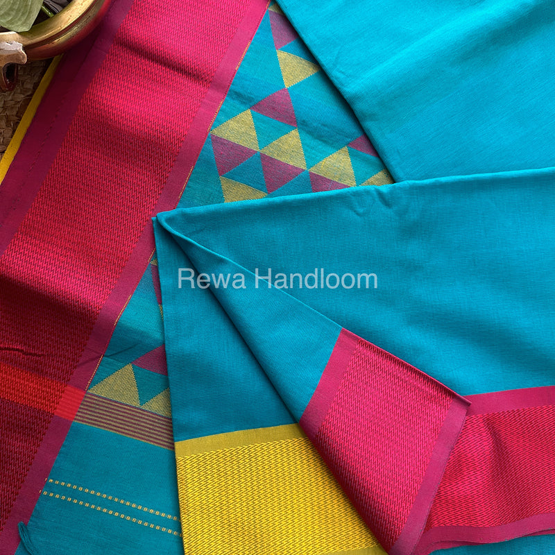 Maheshwari Sky Blue Heavy Pallu Saree-DPS06