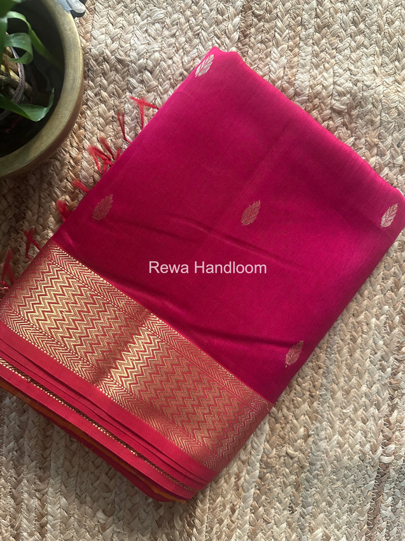 Maheshwari Rani Pink Flower Butti Saree PTB0159
