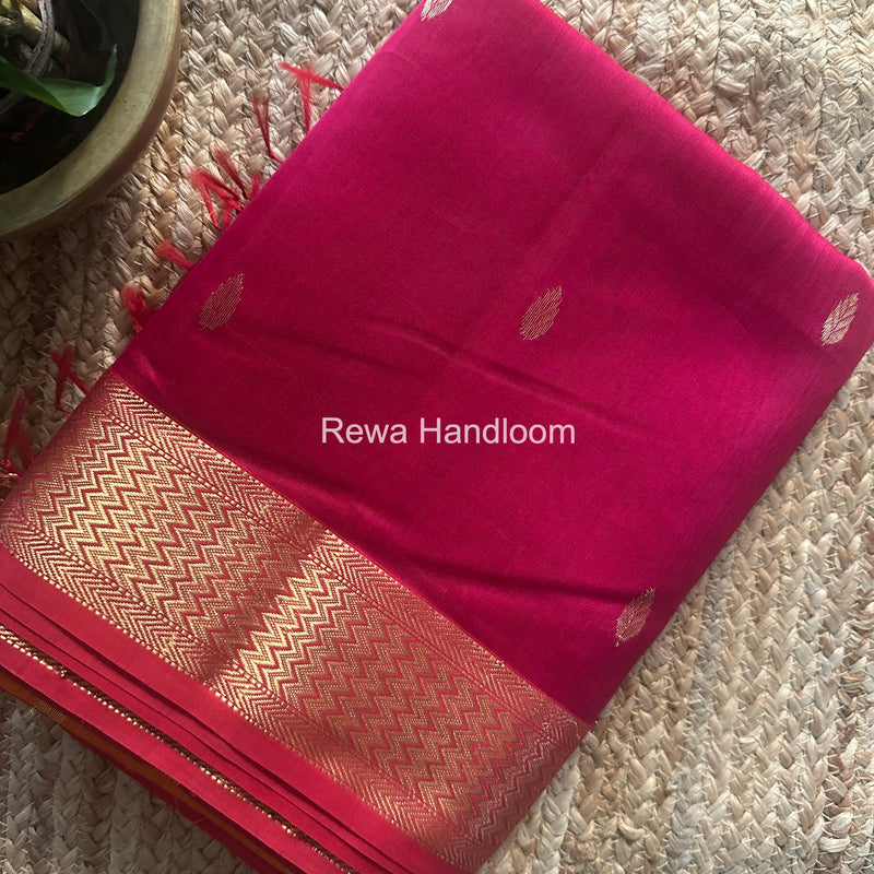 Maheshwari Rani Pink Flower Butti Saree PTB0159