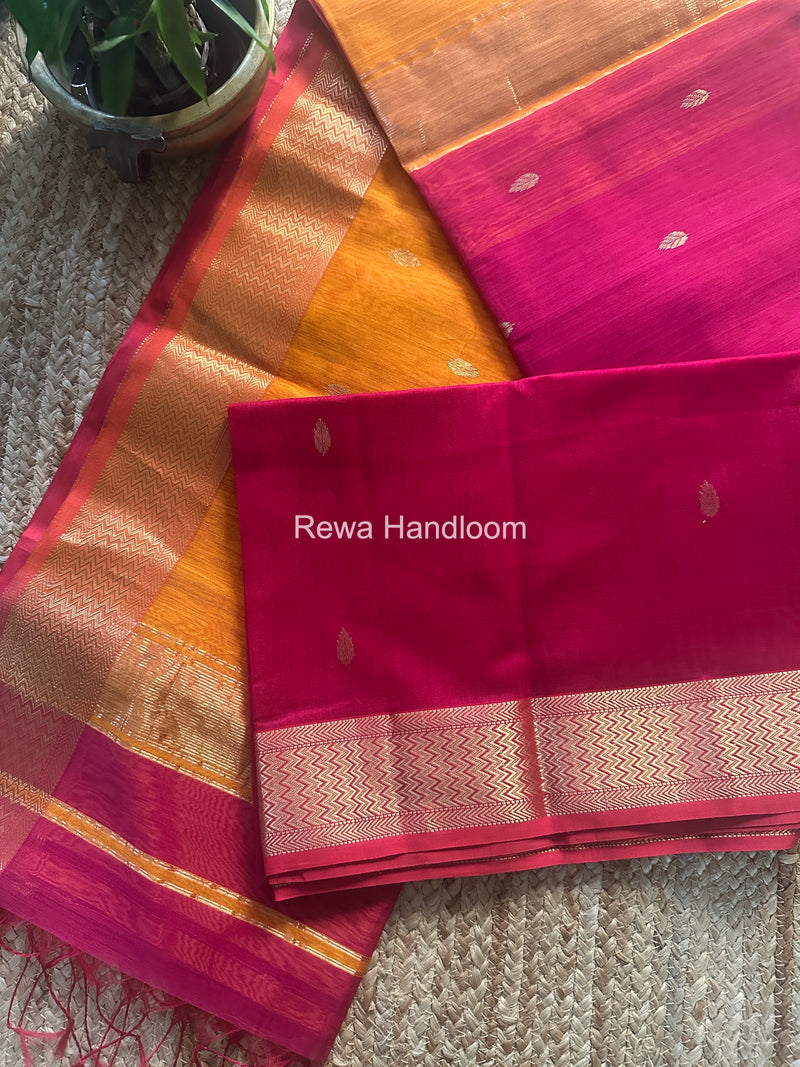 Maheshwari Rani Pink Flower Butti Saree PTB0159