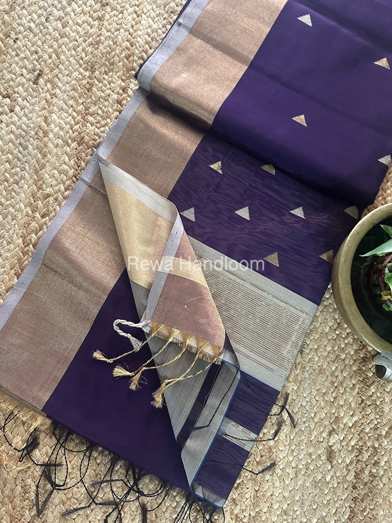 Violet Zari Butti Maheshwari Saree SB0154