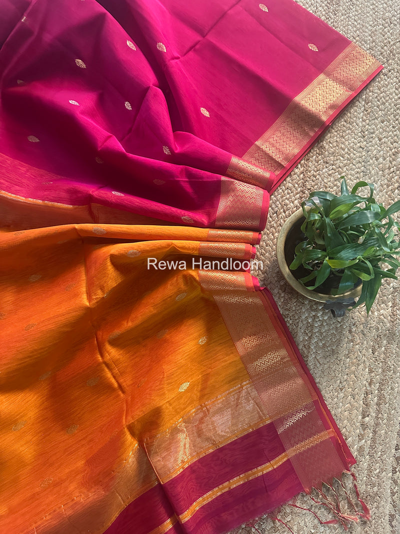 Maheshwari Rani Pink Flower Butti Saree PTB0159